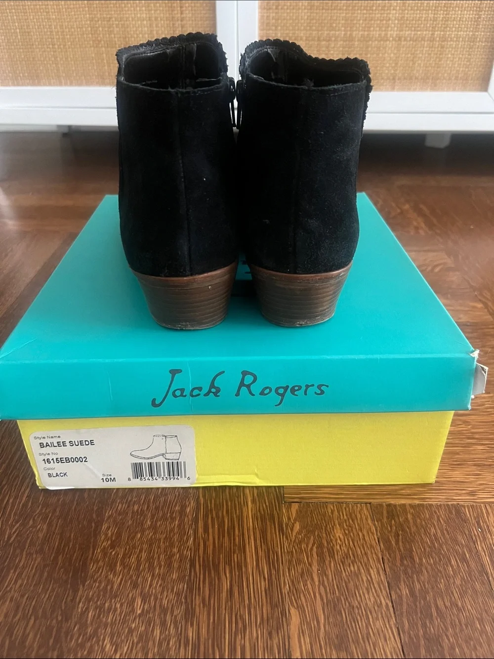 Jack Rogers Black Suede Bailee Scallop Suede Ankle Boot Size 10